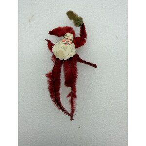 Vintage Chenille Pipe Cleaner Santa Claus Christmas Ornament